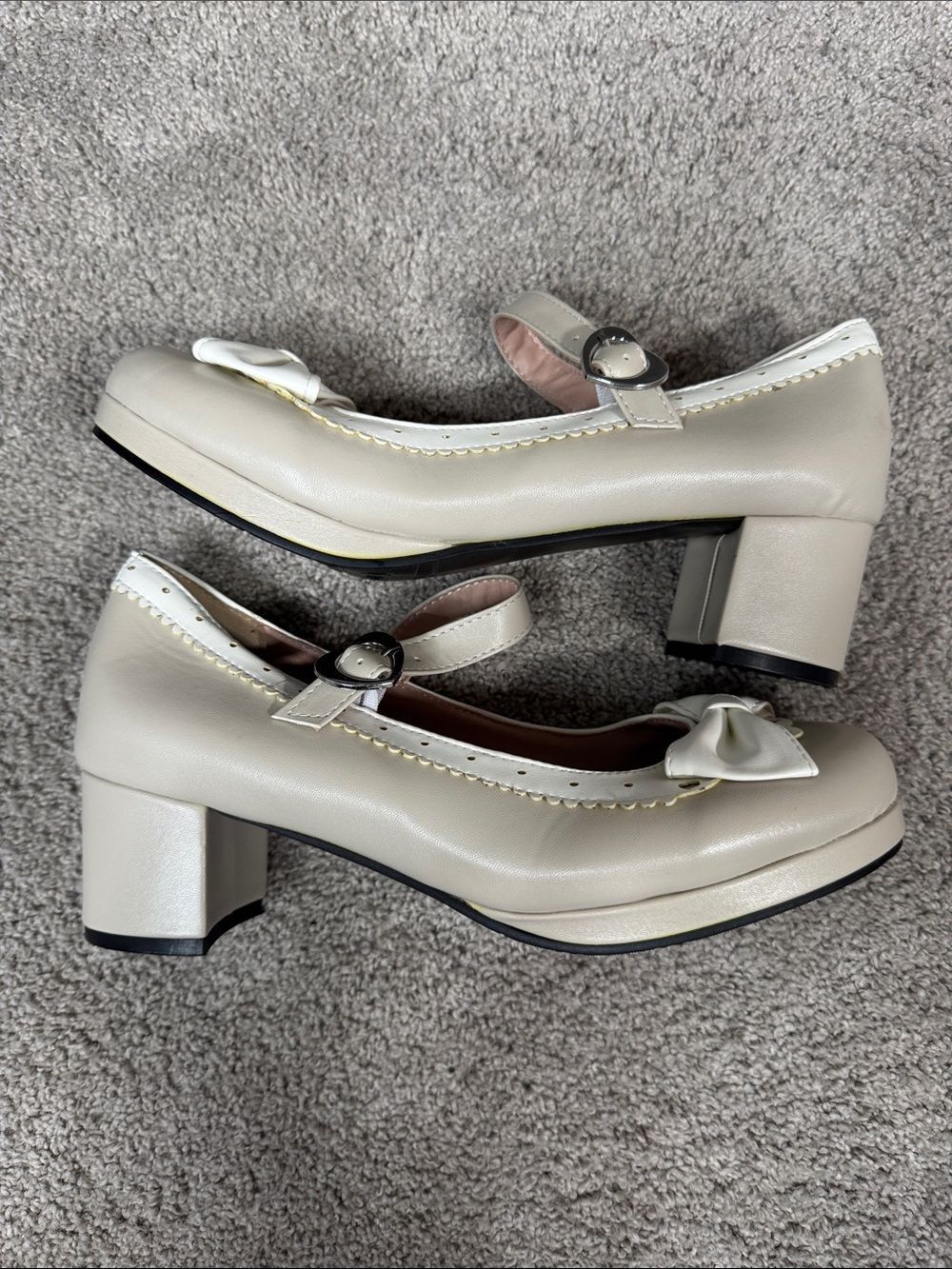 Women’s Chunky Heel Mary Jane Pumps Cute Bow Hearts Round Toe Size 9.5 NEW *READ - Picture 13 of 15